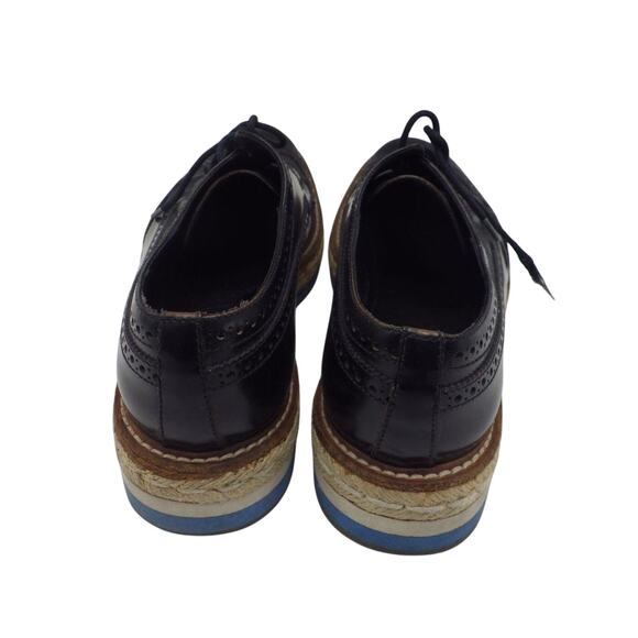 Prada Black Leather Wingtip Platform Shoes Size 38.5 Authenticated - Picture 4 of 6